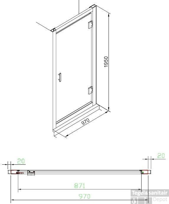 B&w-luxury Profilo Draaideur 1delig 100x195 Cm. Chroom-helder Clean 3 B&w-luxury Profilo Draaideur 1delig 100x195 Cm. Chroom-helder Clean - Afbeelding 3