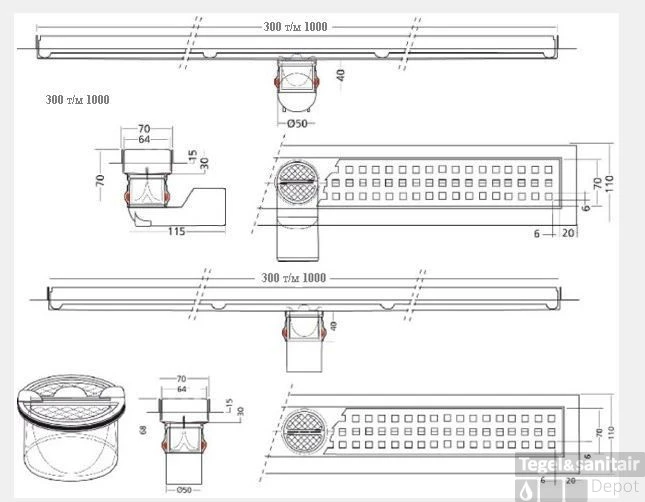 Berg Van Den Premium Line Douchegoot 50 Cm. Zij-/onder Uitlaat Rvs 4 Berg Van Den Premium Line Douchegoot 50 Cm. Zij-/onder Uitlaat Rvs - Afbeelding 4