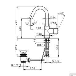 Wastafelkraan Opbouw Salenzi Giro Gebogen Gegalvaniseerd Zwart Chroom -Baden Luxe Verkoop 13aj15 tech 2 1