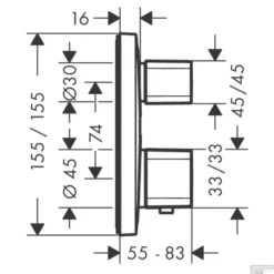 Hansgrohe Ecostat Regendoucheset Inbouw Plafonduitloop Met Handdouche En Hoofddouche 30cm Thermostaat Square Chroom -Baden Luxe Verkoop 15708000 tekening 2