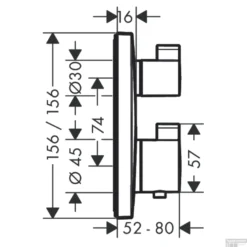 Hansgrohe Ecostat Regendoucheset Inbouw Wanduitloop Met Handdouche En Hoofddouche 30cm Thermostaat Vierkant Chroom -Baden Luxe Verkoop 15714000 tekening 3