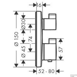 Hansgrohe Ecostat Regendoucheset Inbouw Wanduitloop Met Handdouche En Hoofddouche 20cm Thermostaat Rond Chroom -Baden Luxe Verkoop 15758000 tekening 1