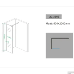 Douchewand Wiesbaden 50x200cm 10mm NANO Coating -Baden Luxe Verkoop 20.3805 1
