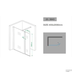 Zijwand Wiesbaden Draaibaar 40x200 Cm 10mm NANO Coating -Baden Luxe Verkoop 20.3843