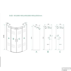 Douchecabine Wiesbaden 2 Schuifdeuren 90x90cm 8mm NANO Coating -Baden Luxe Verkoop 20.3849 4