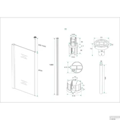 Verticale Stabilisatiestang Met Plafond Bevestiging BWS Voor 10 Mm Wand Mat Zwart -Baden Luxe Verkoop 20.3894 4