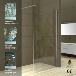 Wiesbaden Safety Glass 2.0 Inloopdouche + Muurprofiel 900x2000 10mm NANO Glas