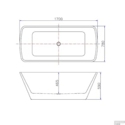 BWS Vrijstaand Ligbad Vierkant 170x78x63 Cm Acryl Wit (met Waste) -Baden Luxe Verkoop 21.3660 2 1 2