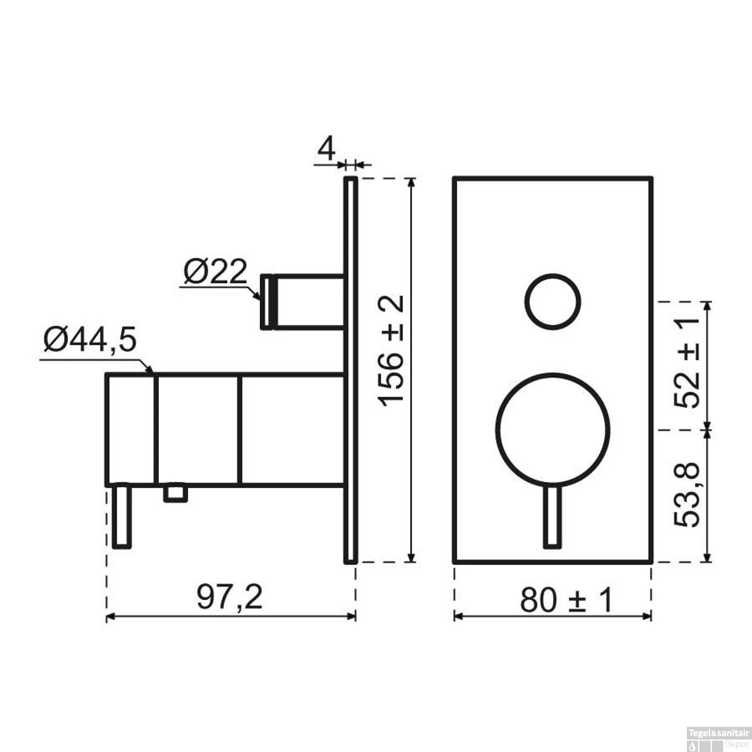 Inbouwkraan Qisani Flow Thermostatisch 2-weg Vierkant Geborsteld Mat Zwart 2 Inbouwkraan Qisani Flow Thermostatisch 2-weg Vierkant Geborsteld Mat Zwart - Afbeelding 2