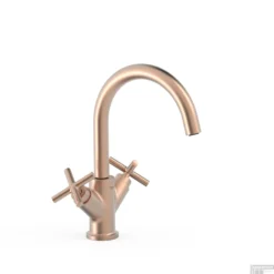 Wastafelmengkraan Tres Mont Blanc Hoog 2-Kruisgreep Mat Roze Goud