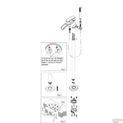 BWS Vrijstaande Badmengkraan Met Waterval Geborsteld Staal -Baden Luxe Verkoop 29.3952 lijn 2 1 3