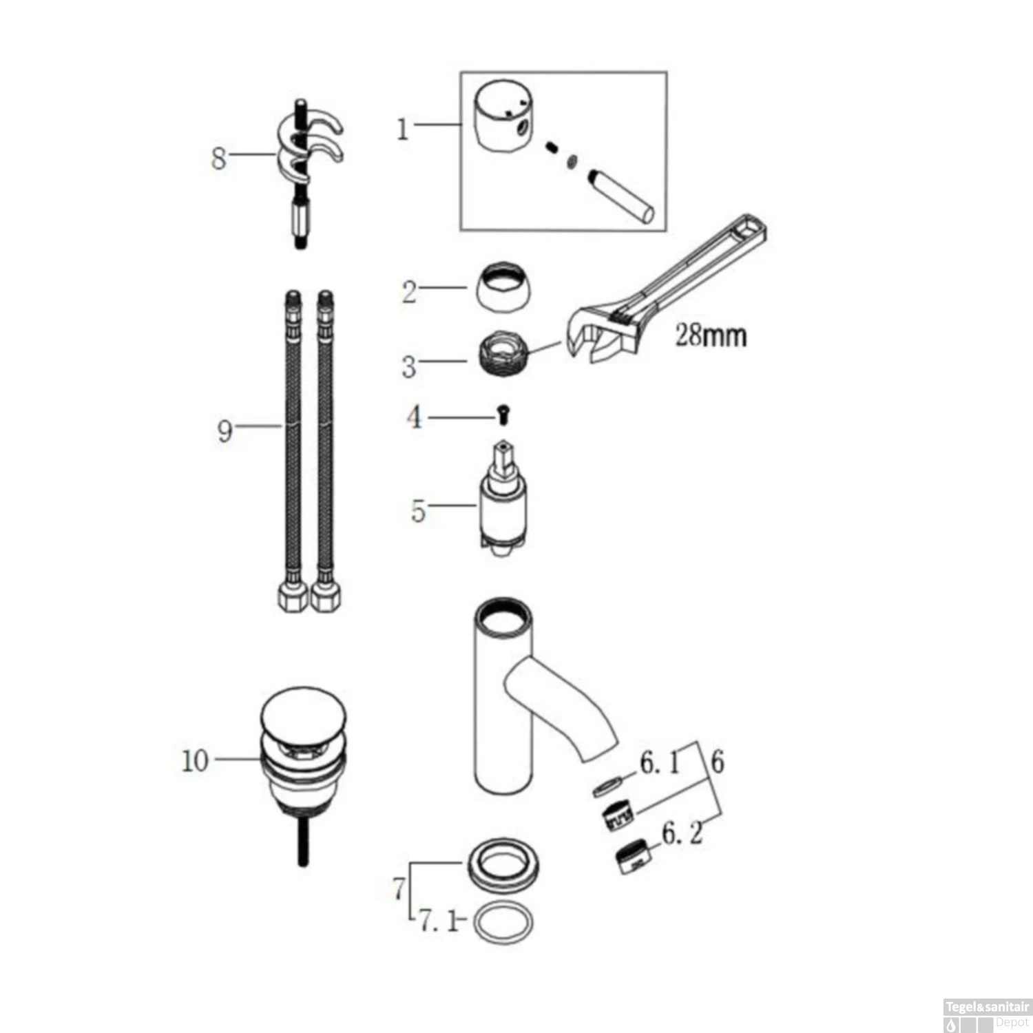 BWS Chepri Kiwa Wastafelmengkraan Laag, Clickwaste Chroom 4 BWS Chepri Kiwa Wastafelmengkraan Laag, Clickwaste Chroom - Afbeelding 4