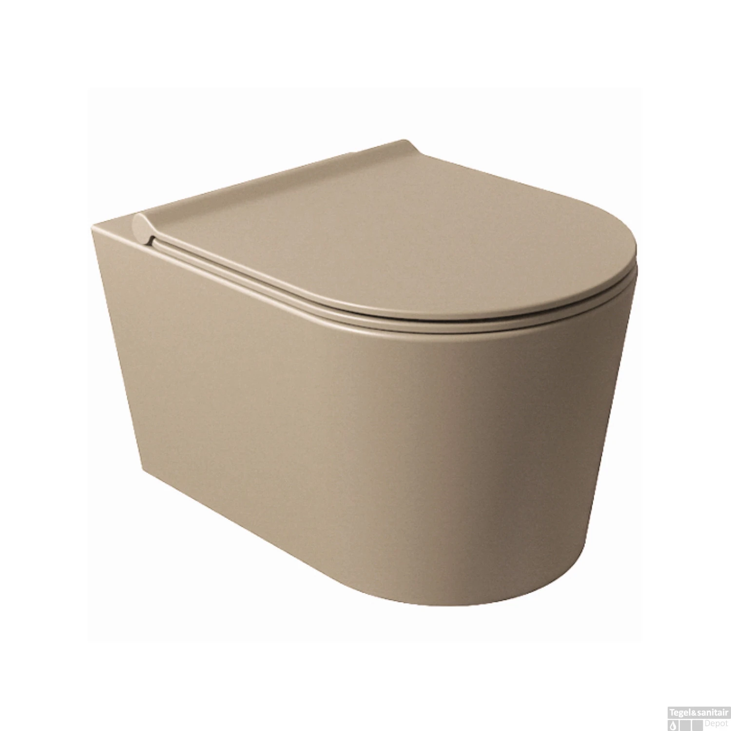 Wandcloset Salenzi Civita 50x35x36.5cm Keramiek Rimless Mat Taupe (excl. Zitting)