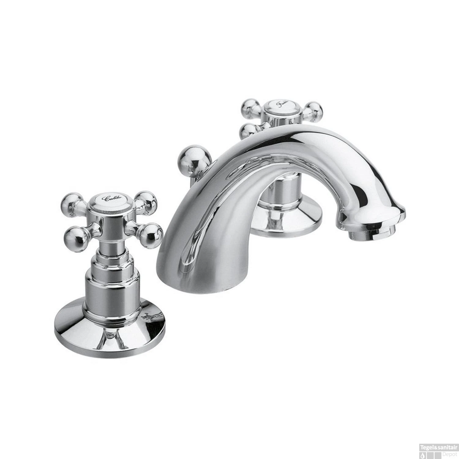 Wastafelmengkraan 3-gats Sapho Antea 2-knop Uitloop Gebogen 8.5 Cm Chroom (incl. Waste)