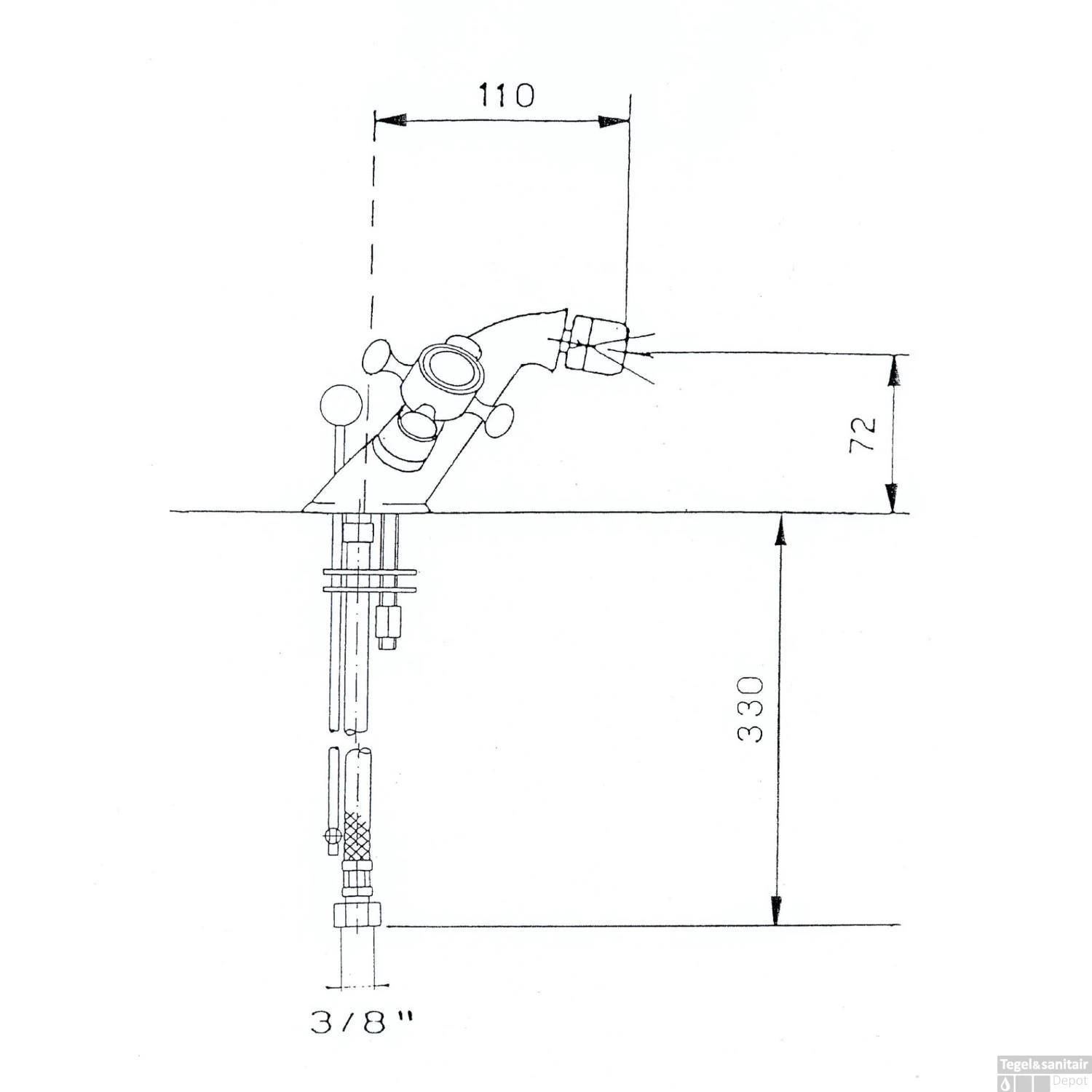 Bidetmengkraan Sapho Antea 2-knop Gebogen 7.2 Cm Chroom / Goud (incl. Clickwaste) 2 Bidetmengkraan Sapho Antea 2-knop Gebogen 7.2 Cm Chroom / Goud (incl. Clickwaste) - Afbeelding 2