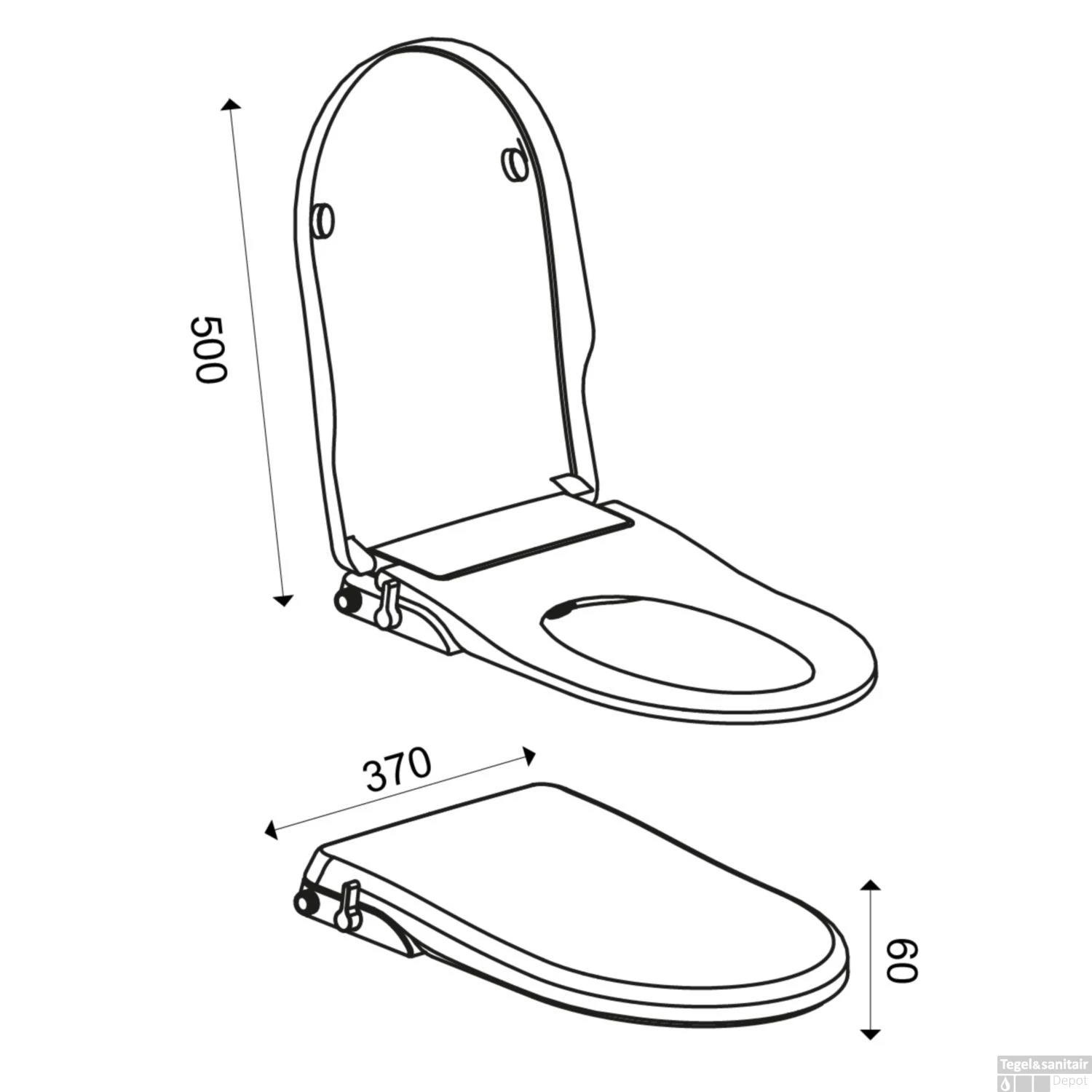 Douche WC Zitting Wiesbaden Flush Stroomloos Met Sproeier Wit 4 Douche WC Zitting Wiesbaden Flush Stroomloos Met Sproeier Wit - Afbeelding 4