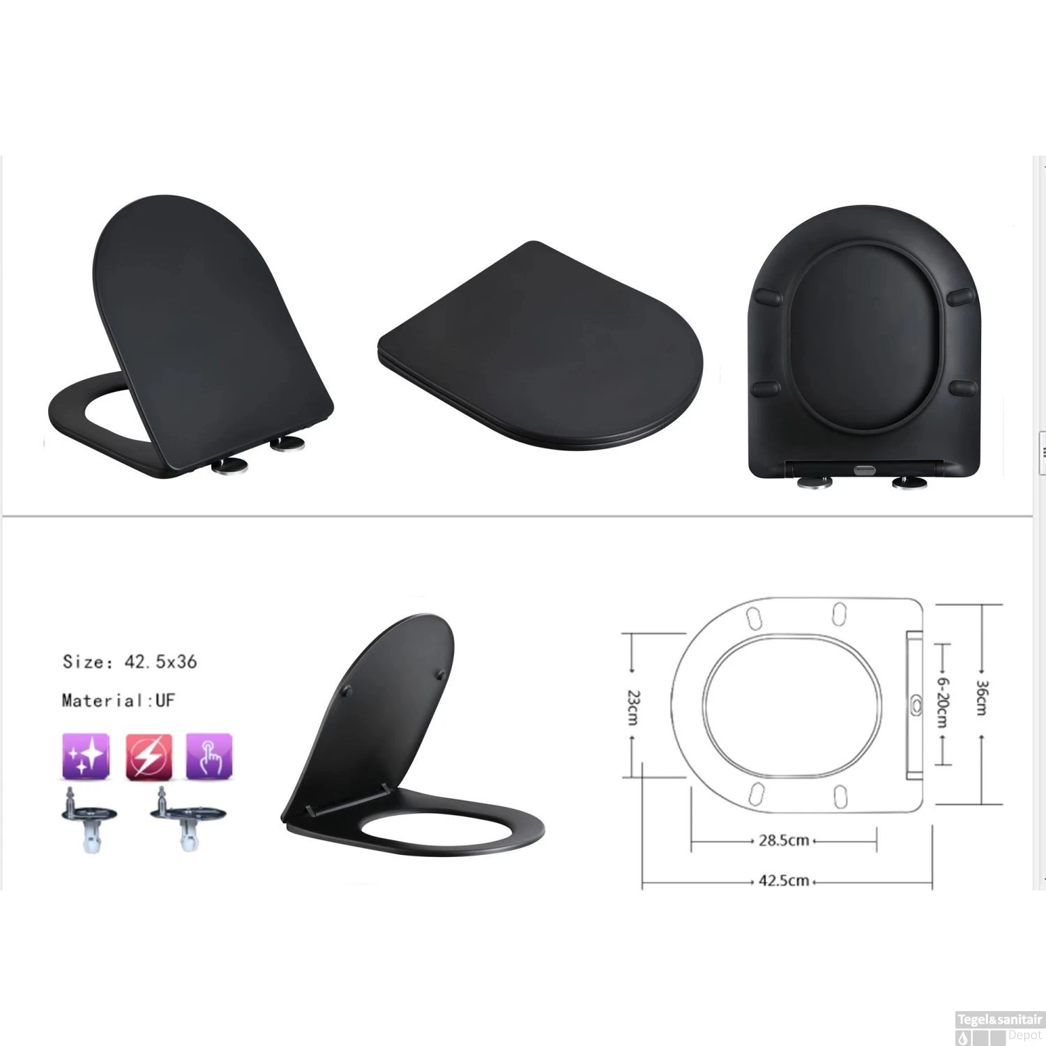 Wandcloset Nibiru Rimless Met Softclose Zitting 48 Cm Mat Zwart 4 Wandcloset Nibiru Rimless Met Softclose Zitting 48 Cm Mat Zwart - Afbeelding 4