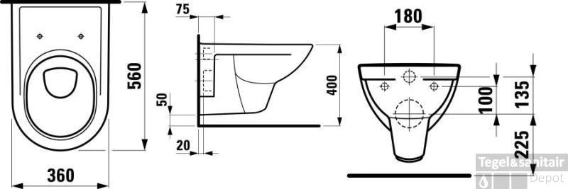 Laufen Pro Wandcloset Diepspoel Wit 2 Laufen Pro Wandcloset Diepspoel Wit - Afbeelding 2