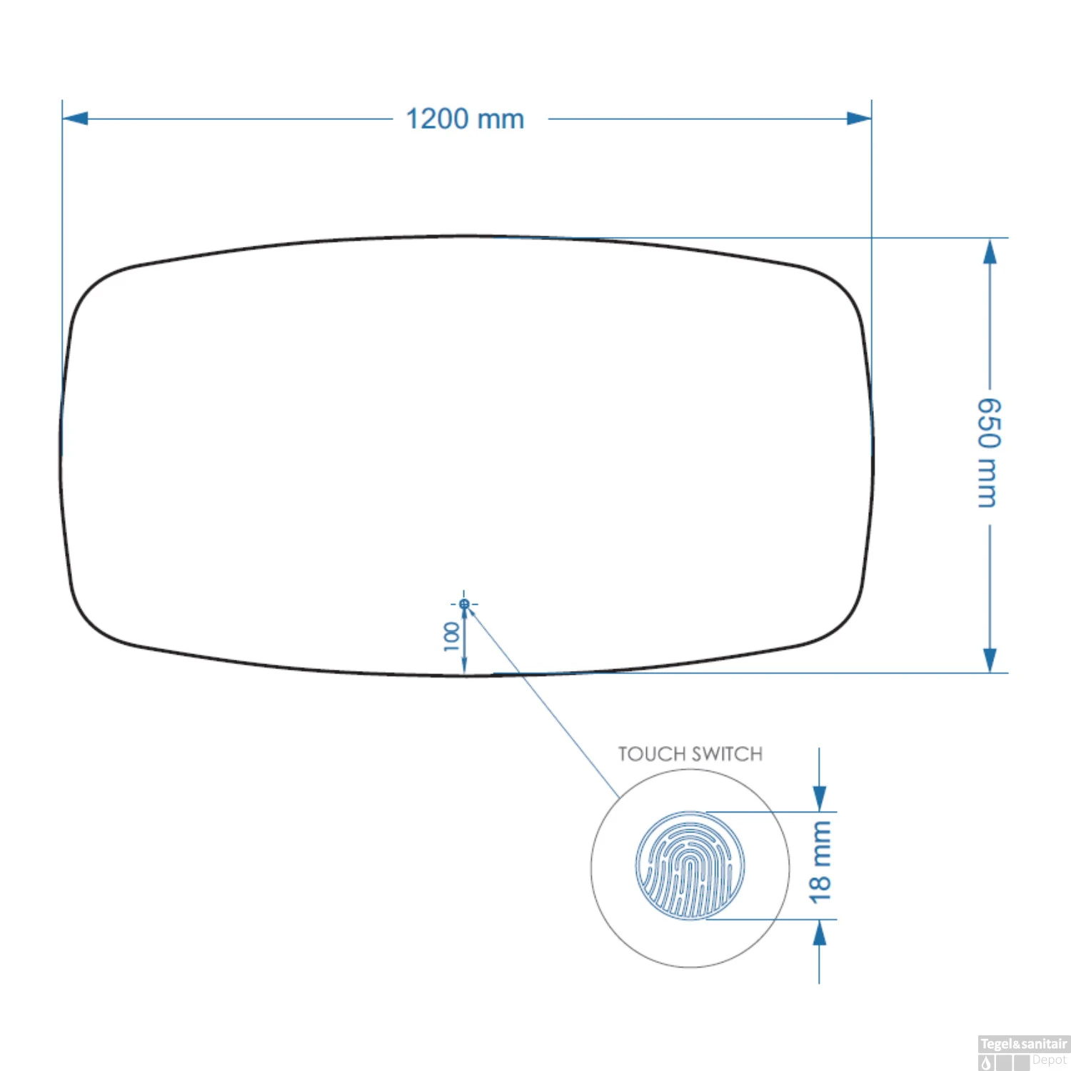 Badkamerspiegel BWS Torea 120x65cm Horizontaal LED Incl. Verwarming 3 Badkamerspiegel BWS Torea 120x65cm Horizontaal LED Incl. Verwarming - Afbeelding 3