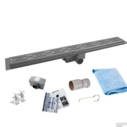 Gunmetal RVS Douchegoot Flens Met Uitneembaar Sifon 80x7cm 6,7cm Diep GUNMETAL ROOSTER