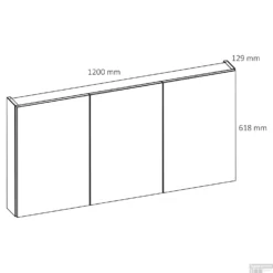 Spiegelkast Differnz Basic 3-Deurs 120 X 61,8 X 15 Cm -Baden Luxe Verkoop 36.008.21 tech 04