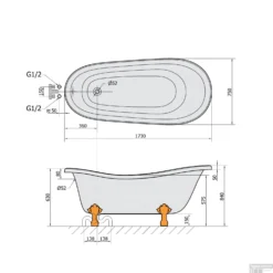 Vrijstaand Bad Sapho Retro 173x75x84 Cm Wit Met Leeuwenpoten -Baden Luxe Verkoop 36612 vrijstaand bad sapho retro 173x75x84 cm wit met leeuwenpoten 5