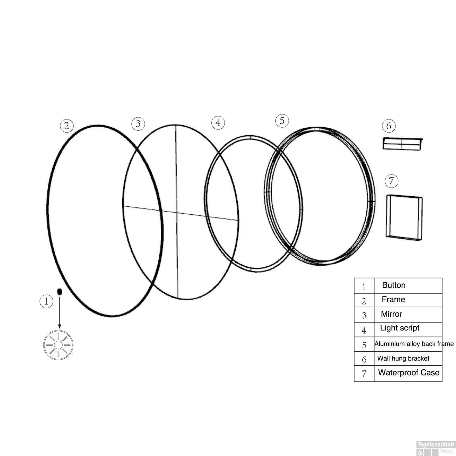 Ronde Spiegel Wiesbaden Novi Met LED, Dimbaar 60 Cm Mat Zwart 7 Ronde Spiegel Wiesbaden Novi Met LED, Dimbaar 60 Cm Mat Zwart - Afbeelding 7