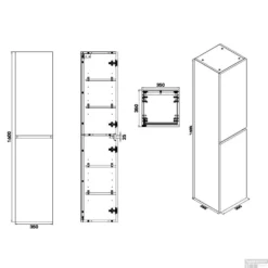 Hoge Kast 160 Cm Wiesbaden Vision 160x35x35 Hoogglans Grijs (2 Deuren) -Baden Luxe Verkoop 38.3930 1 2