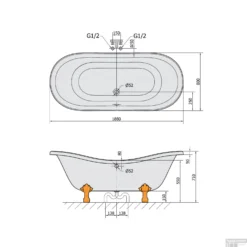Vrijstaand Bad Sapho Charleston 188x80x71 Cm Wit Met Leeuwenpoten -Baden Luxe Verkoop 38112 vrijstaand bad sapho charleston 188x80x71 cm wit met leeuwenpoten 5