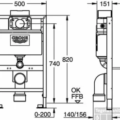 Grohe Rapid Sl Wc Element Laag 0,82mtr. -Baden Luxe Verkoop 38272