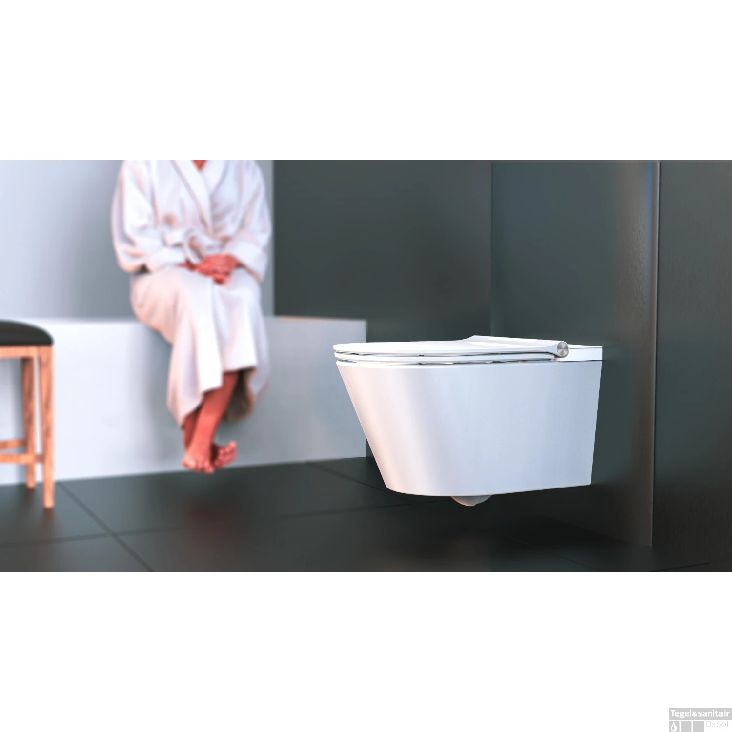 Douche-WC Schutte Cesari Elektronisch Wandmontage Zonder Spoelrand Met Slim WC-Zitting 5 Douche-WC Schutte Cesari Elektronisch Wandmontage Zonder Spoelrand Met Slim WC-Zitting - Afbeelding 5
