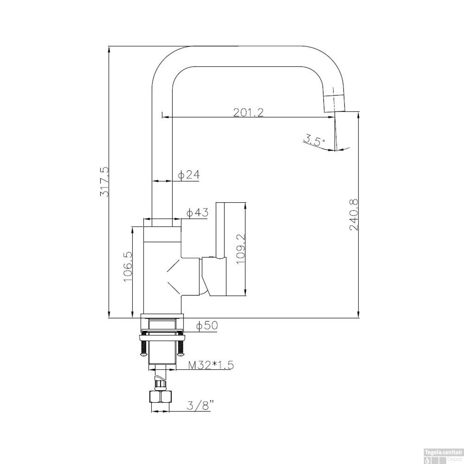 Keukenmengkraan Best Design Moya Uitloop Gebogen 31.7 Cm 1-hendel Gunmetal 2 Keukenmengkraan Best Design Moya Uitloop Gebogen 31.7 Cm 1-hendel Gunmetal - Afbeelding 2