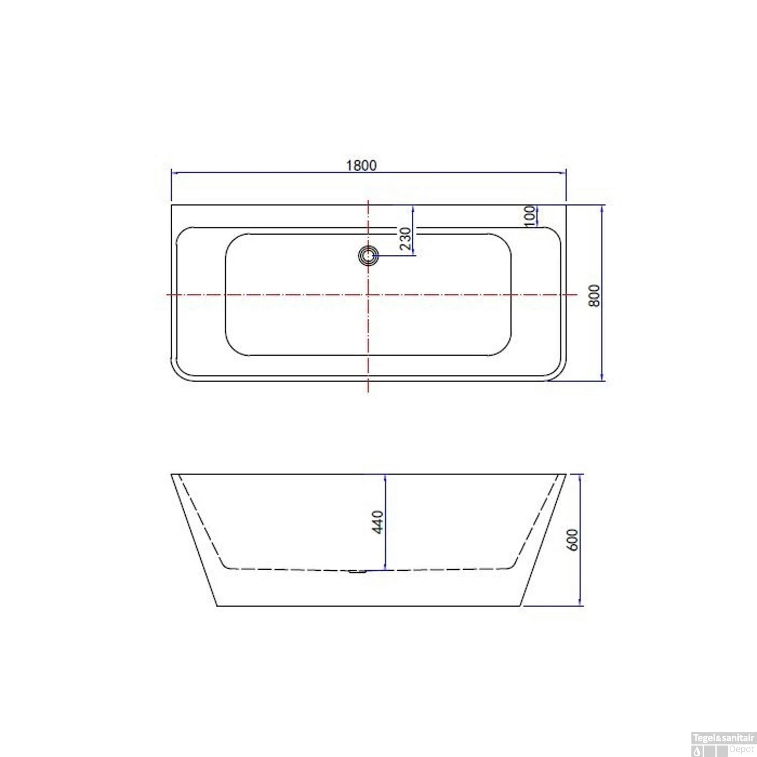 Ligbad Best Design Silmo Vrijstaand Wandmodel 180x80x60 Cm Acryl Mat Wit - Afbeelding 3