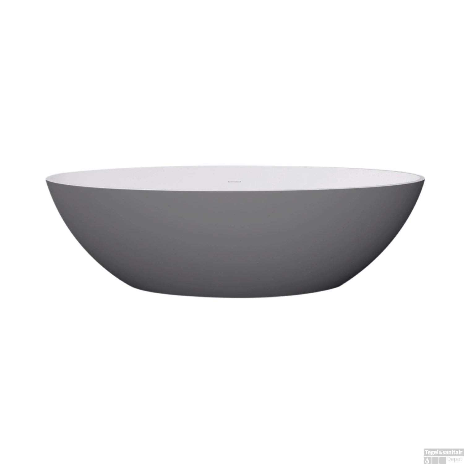 Vrijstaand Ligbad Best Design New Stone Dicolor 180x85x52 Cm Solid Surface Grijs / Mat Wit