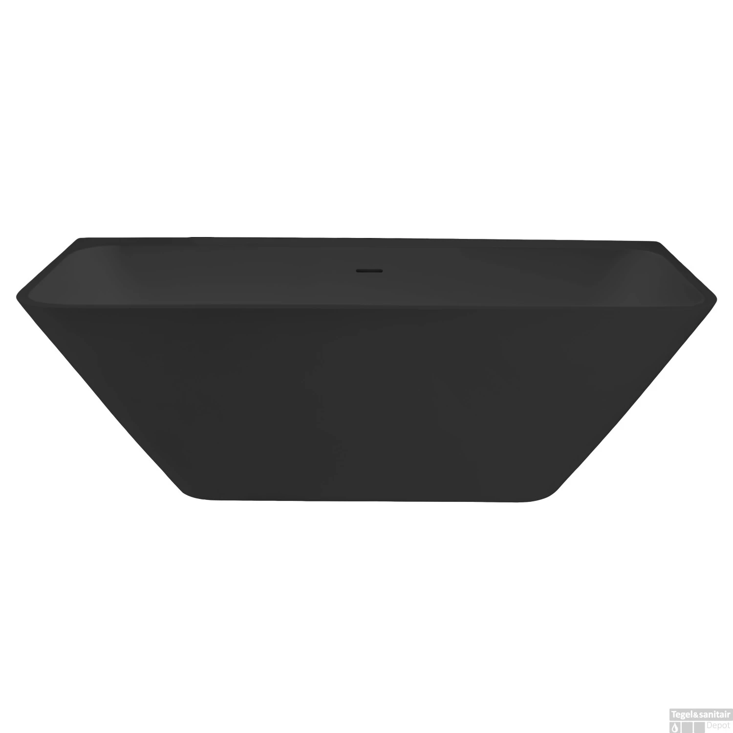 Semi-Vrijstaand Ligbad Best Design Borgh 180x85x55 Cm Solid Surface Mat Zwart