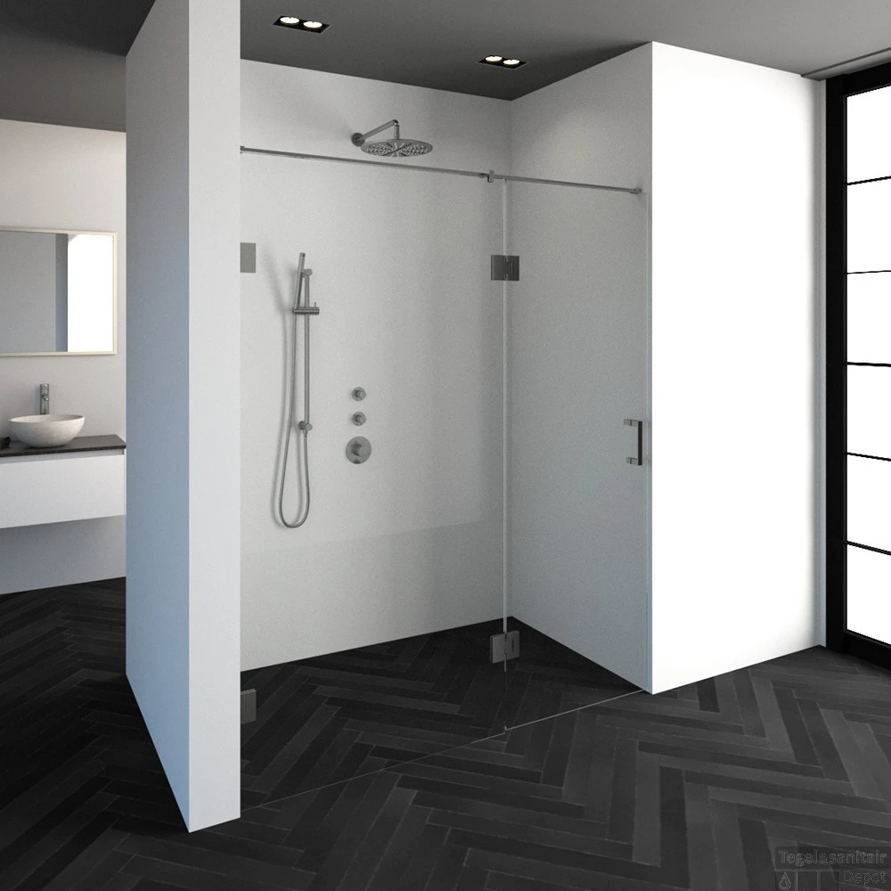 Complete Profielloze Nisdeur 2-Delig Inloopwand-Gekoppeld Draaideur 70cm (Alle Kleuren En Maten) 3 Complete Profielloze Nisdeur 2-Delig Inloopwand-Gekoppeld Draaideur 70cm (Alle Kleuren En Maten) - Afbeelding 3