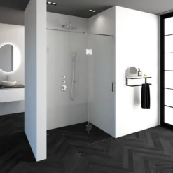 Nisdeur Compleet Just Creating Profielloos 2-Delig (Draaideur Bevestigd Op Inloopwand) 140x200 Cm 80/60 Chroom