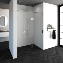 Nisdeur Compleet Just Creating Profielloos 2-Delig (Draaideur Bevestigd Op Inloopwand) 150x200 Cm 80/70 Chroom