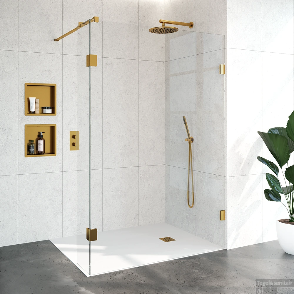 Inloopdouche Compleet Just Creating Profielloos 140/30 Cm Goud 1 Inloopdouche Compleet Just Creating Profielloos 140/30 Cm Goud