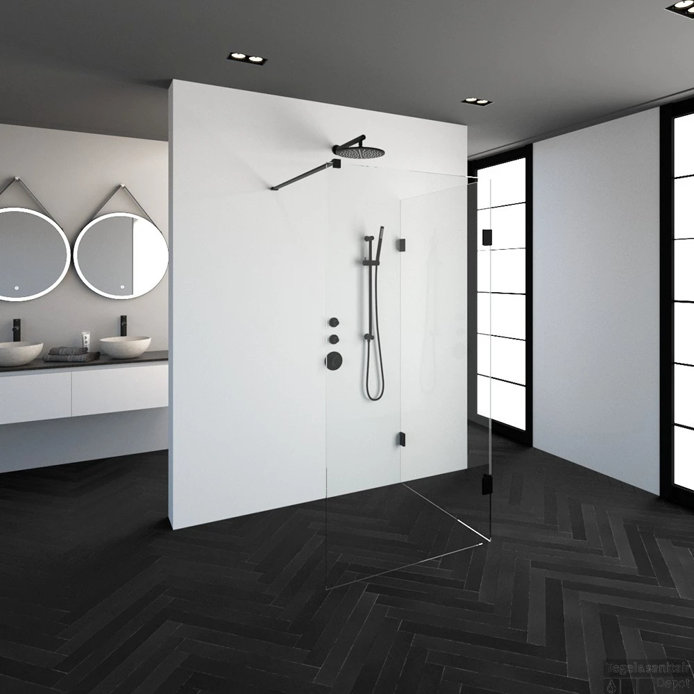 Inloopdouche Compleet Just Creating Profielloos 100x100x200 Cm Reversed Mat Zwart 2 Inloopdouche Compleet Just Creating Profielloos 100x100x200 Cm Reversed Mat Zwart - Afbeelding 2