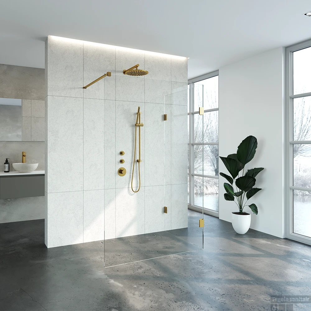 Inloopdouche Compleet Just Creating Profielloos 90x130 Cm Reversed Goud 2 Inloopdouche Compleet Just Creating Profielloos 90x130 Cm Reversed Goud - Afbeelding 2