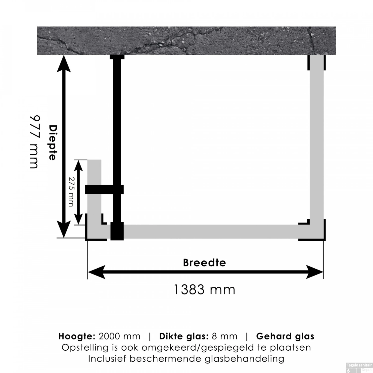 Inloopdouche Compleet Just Creating Profielloos 100x140/30 Cm Reversed Mat Zwart 3 Inloopdouche Compleet Just Creating Profielloos 100x140/30 Cm Reversed Mat Zwart - Afbeelding 3