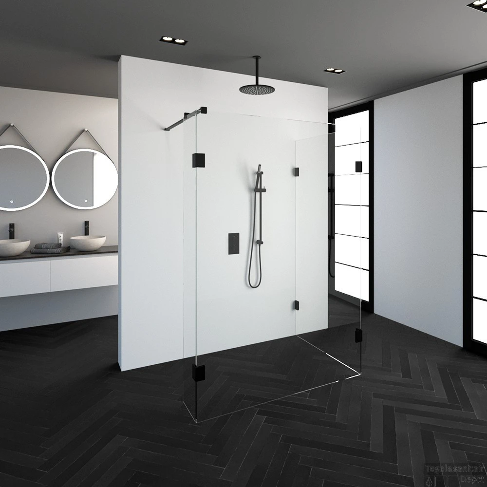 Inloopdouche Compleet Just Creating Profielloos 100x140/30 Cm Reversed Mat Zwart 2 Inloopdouche Compleet Just Creating Profielloos 100x140/30 Cm Reversed Mat Zwart - Afbeelding 2