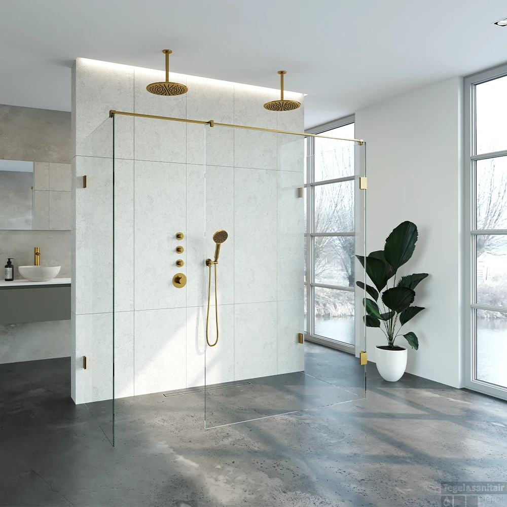 Inloopdouche Compleet XL Just Creating Profielloos 90x200 Cm Goud 2 Inloopdouche Compleet XL Just Creating Profielloos 90x200 Cm Goud - Afbeelding 2