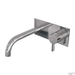 Inbouw Wastafelmengkraan Brauer Chrome Edition Coldstart Gebogen Uitloop Halfronde Hendel Rechts Chroom Met Afdekplaat