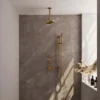 Regendoucheset Inbouw Brauer Gold Edition Thermostatisch 20cm Met Plafondarm, Glijstang En Handdouche Staaf Losse Stopkranen Geborsteld Goud