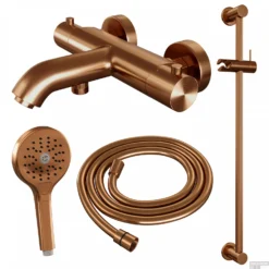 Opbouwset Bad- En Douchekraan Brauer Copper Edition Thermostatisch Met Glijstang En Handdouche 3 Standen Geborsteld Koper -Baden Luxe Verkoop 5 gk 041 2 1 sfeer
