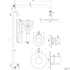 Inbouw Regendouche Set Brauer Copper Edition Gebogen Wanduitloop Ronde Hoofddouche 20 Cm Met Twee Stopkranen Glijstang En Handdouche 3 Standen Koper -Baden Luxe Verkoop 5 gk 080 tech 1