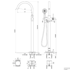 Badkraan Vrijstaand Brauer Copper Carving Met Handdouche 3-Standen Geborsteld Koper -Baden Luxe Verkoop 5 gk 084 2 tech