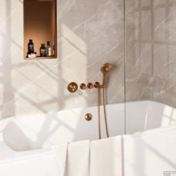 Inbouwthermostaatset Brauer Copper Carving Incl 3 Standen Handdouche En Badafvoer Koper